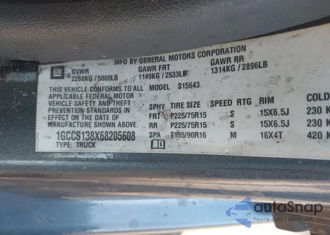 2006 Chevrolet Colorado Lt z USA, uszkodzony, nr VIN 1GCCS138X68205608